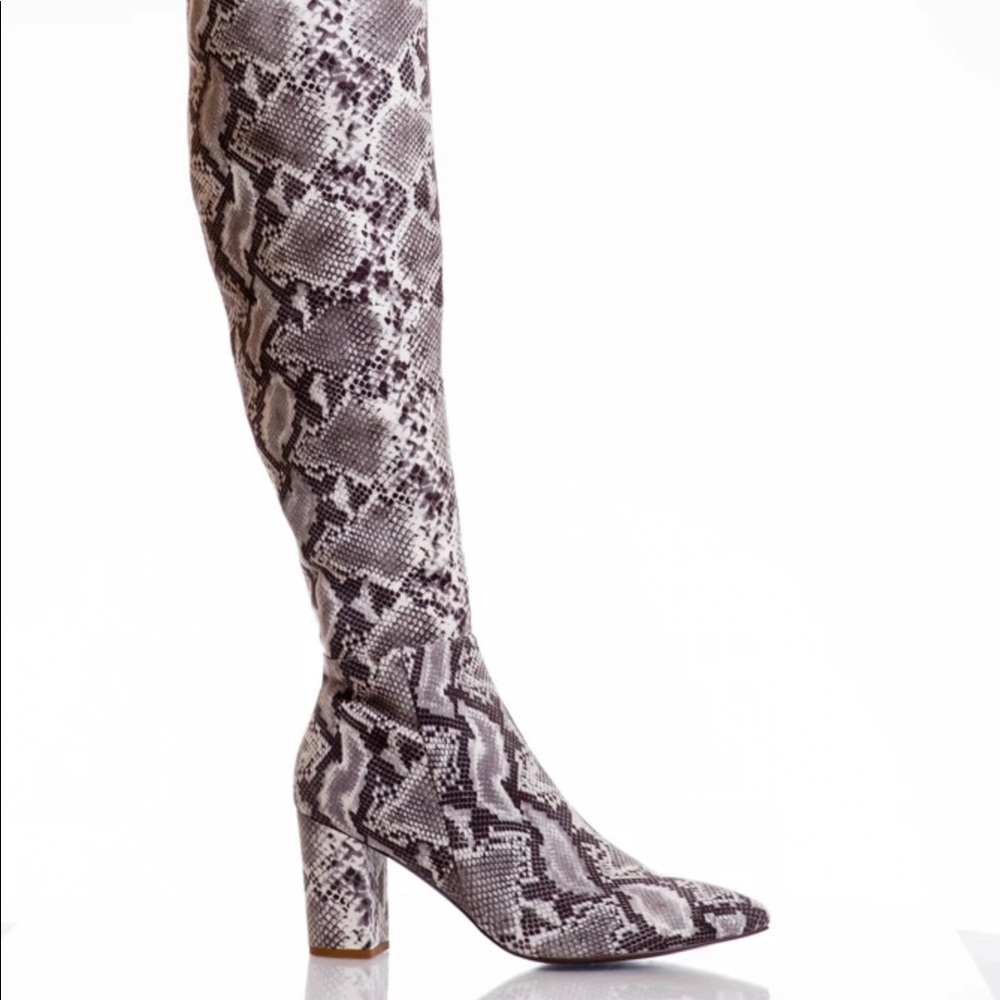 Smash Shoes...Thigh High Snake Skin Boots